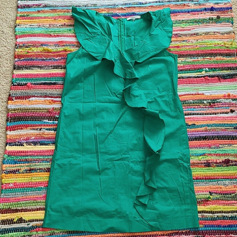 Green ruffle front dress